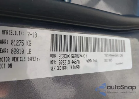 2019 Dodge Charger Gt Rwd from USA, damaged, VIN 2C3CDXHG6KH674717